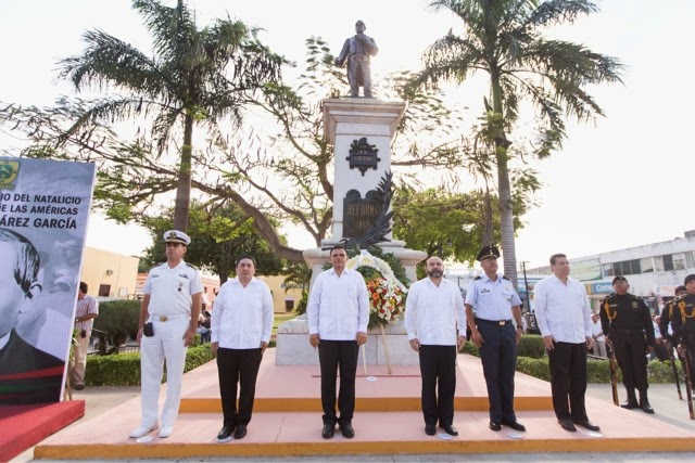 Conmemoran el 208 aniversario del natalicio de Benemérito de las
Américas.