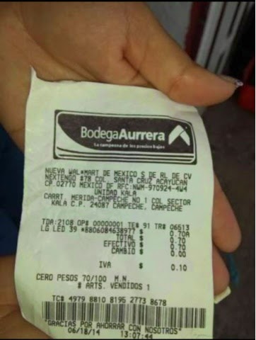 Compra Tv LED de 39 pulgadas en 70 centavos en Aurrerá por error de la
tienda