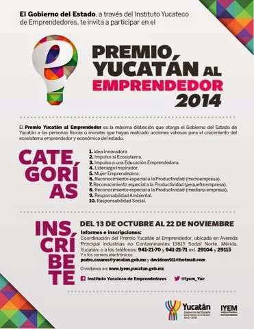Convoca IYEM a participar en Premio Yucatán al Emprendedor