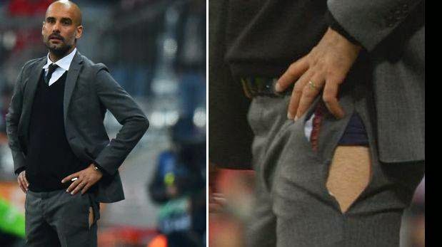 Mostrando ropa interior, Pep Guardiola dirige partido Bayern-Porto