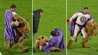 Video: Corren a mascota de club de fútbol por borracho