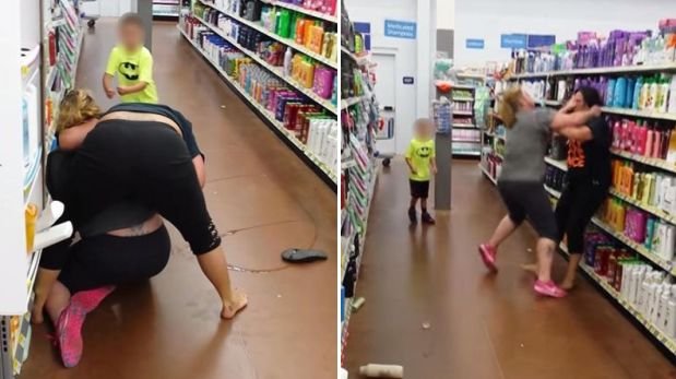 Niño defiende a su madre en pelea de mujeres en Walmart
