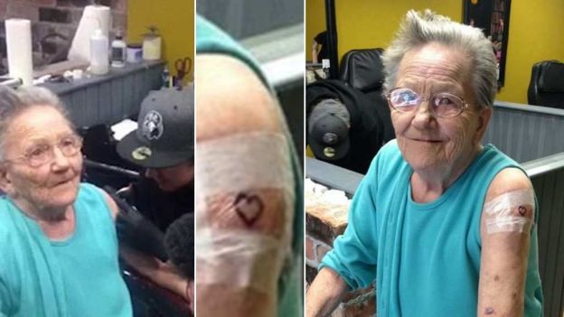 Anciana escapa del asilo para hacerse su primer tatuaje