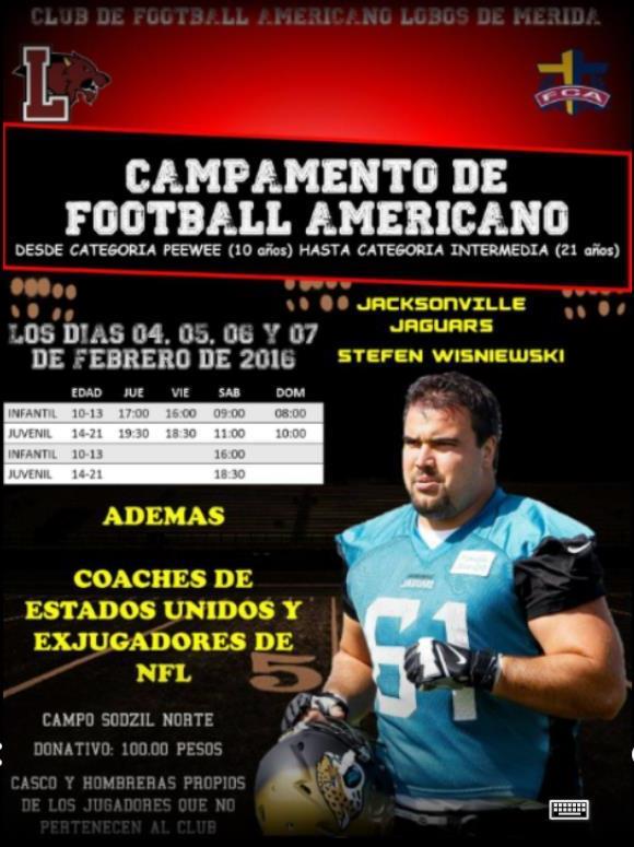 Arriban jugadores de la NFL a Mérida