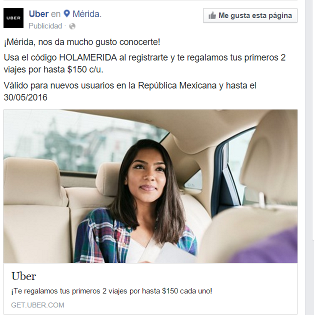 Uber se estrena regalando dinero a sus nuevos usuarios en Mérida