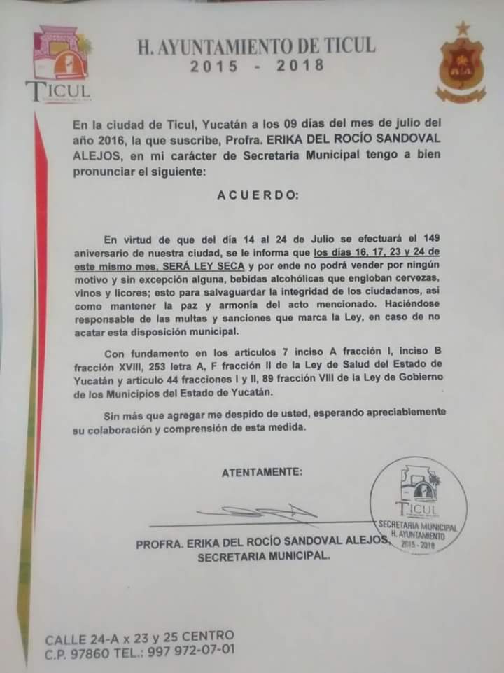 Ayuntamiento decreta cuatro días de ‘ley seca’ por el aniversario de la ciudad