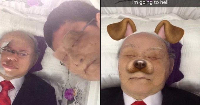 Usa Snapchat en velorio e intercambia su cara con la del muerto