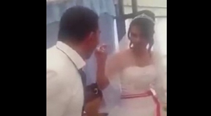 Video: En plena boda golpea a su nueva esposa