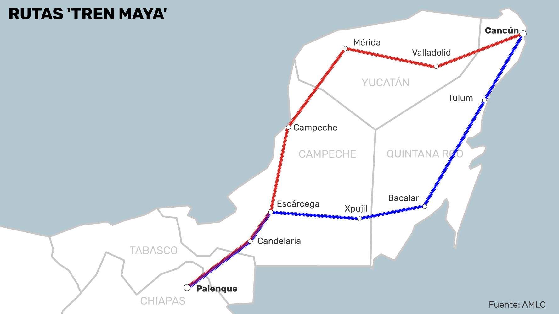 AMLO anuncia que el ‘Tren Maya’ si pasará por Yucatán  y tendrá inversión privada