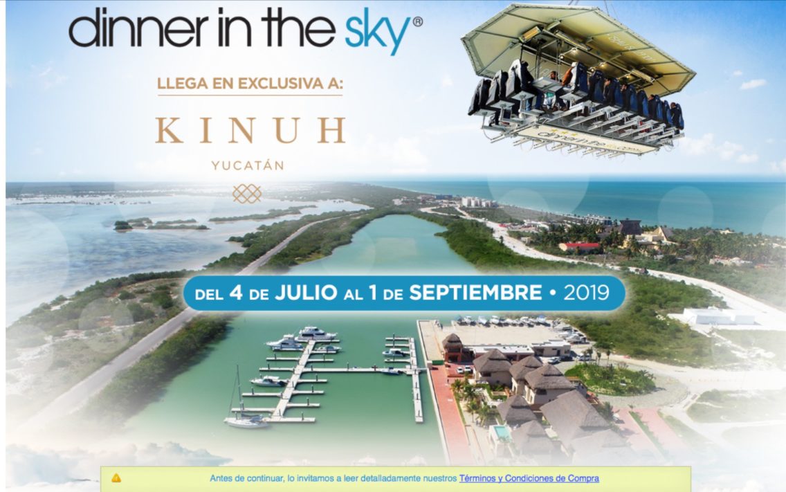 Llega a Yucatán «Dinner in the sky», comida a 45 metros de altura