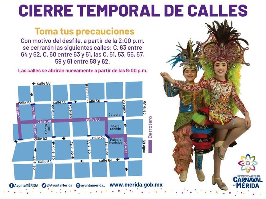 Cierre de calles por desfile infantil del Carnaval