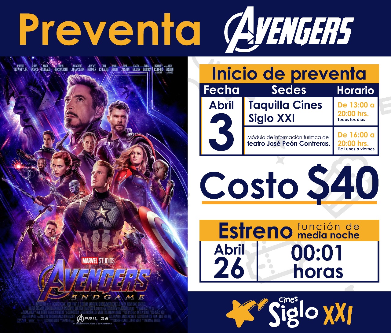 Avengers: Edgame, en los cines Siglo XXI, a 40 pesos la entrada