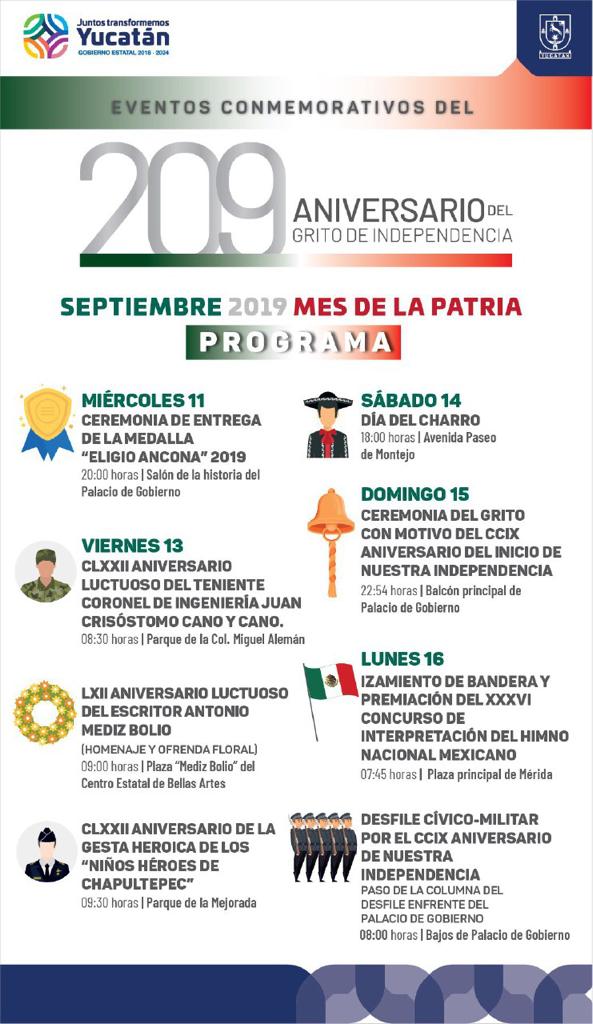 Yucatán celebrará las fiestas patrias en grande, con eventos cívicos y culturales