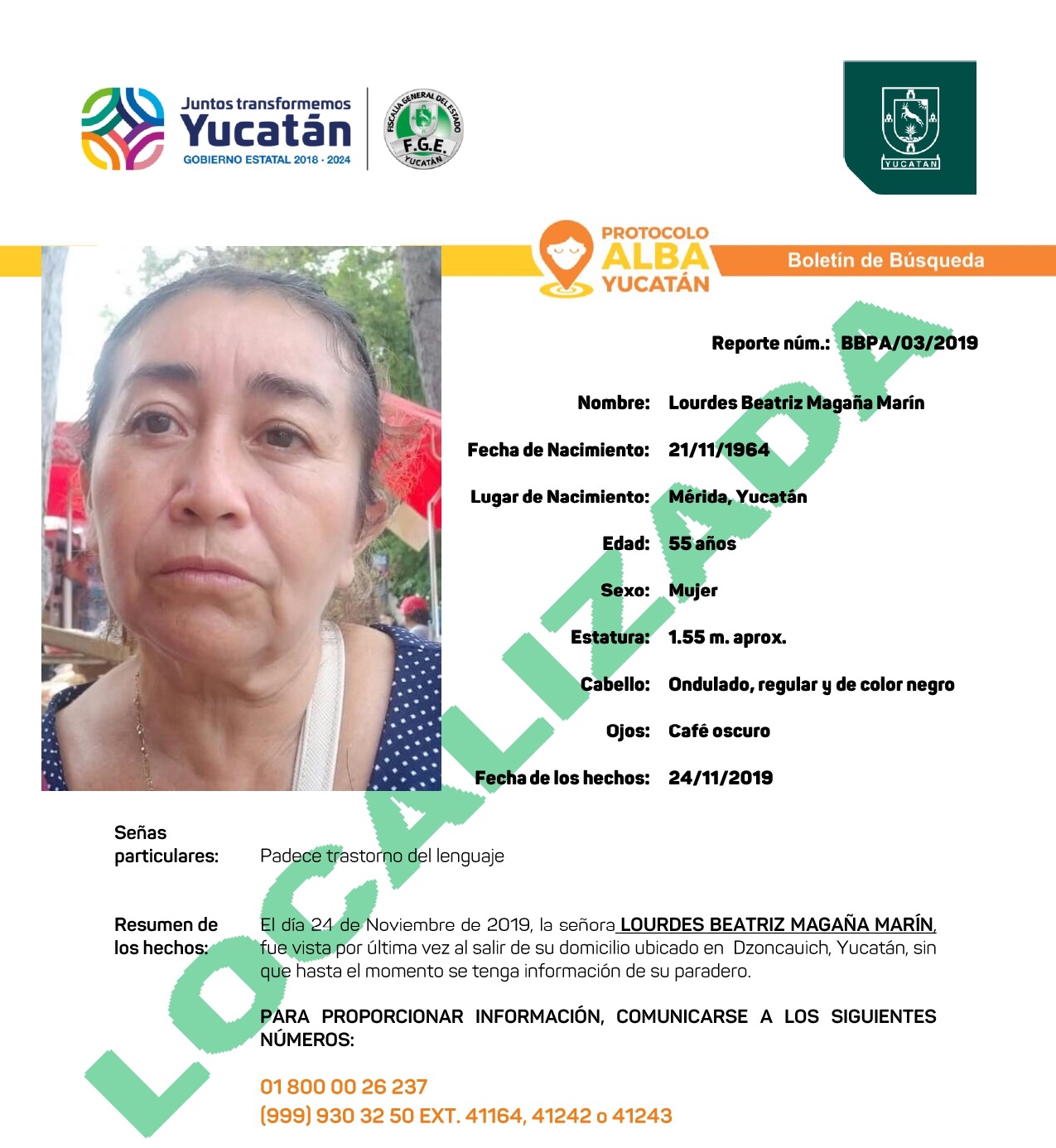 Localizan a yucateca desaparecida dos semanas atrás