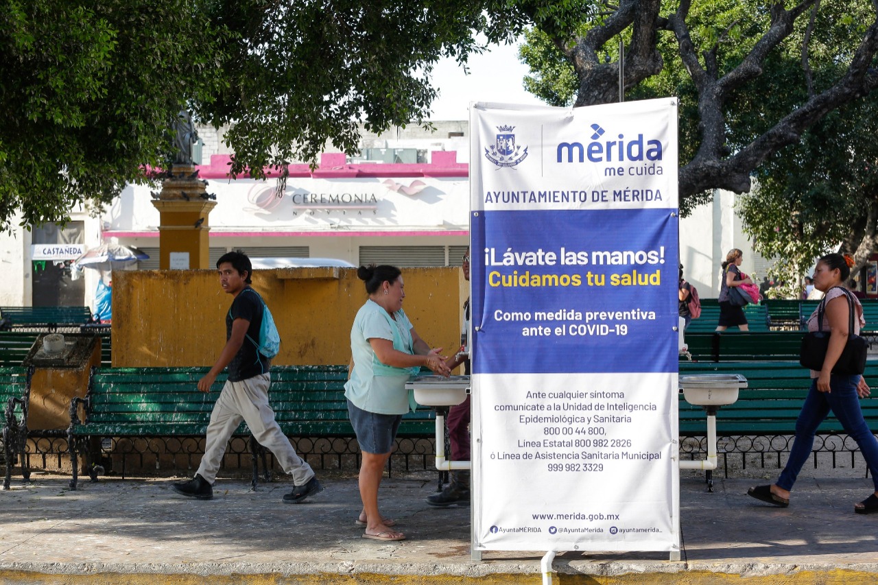 Lavamanos, carpas y un túnel desinfectante en el Centro Histórico