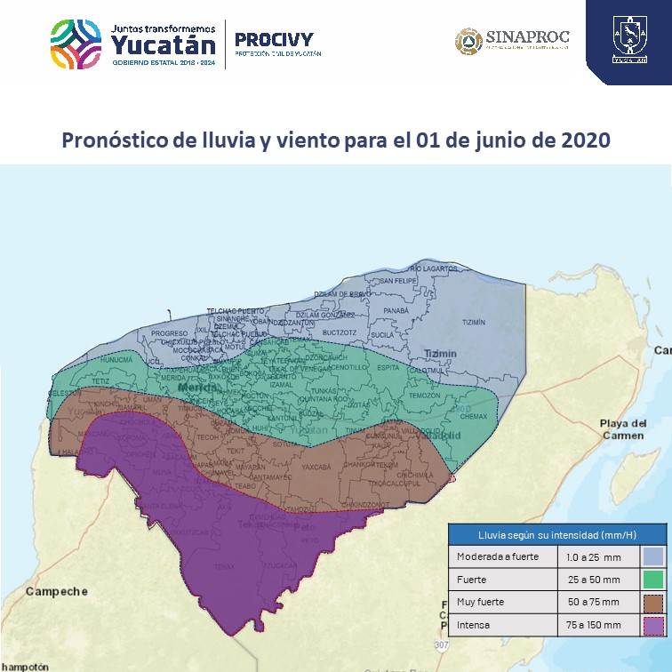 Protección Civil advierte de lluvias fuertes en Yucatán