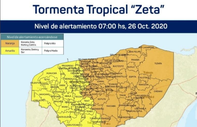 Yucatán, en Alerta Naranja por «Zeta»