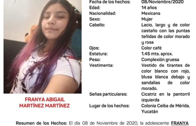Se solicita ayuda para localizar a adolescente  meridana desaparecida