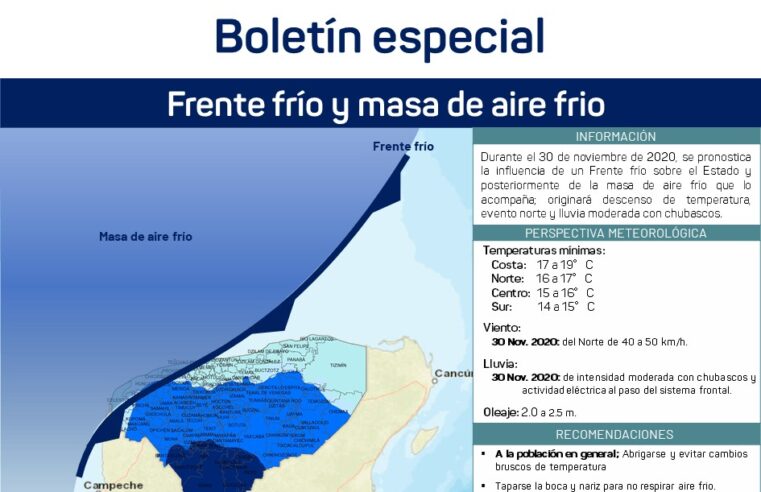 Llega el primer frente frío que traerá verdadera ‘heladez’