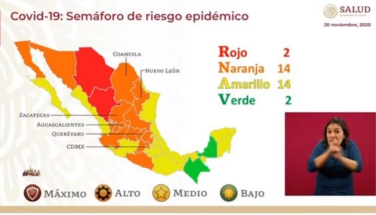 Aunque semáforo federal marca amarillo, el  estatal continuará en Naranja