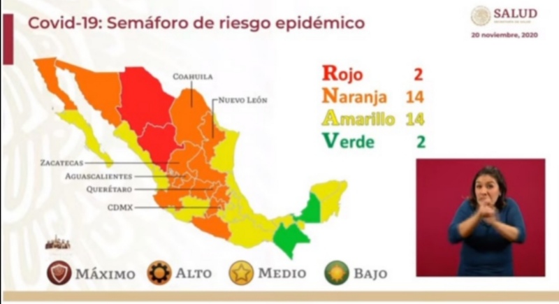 Aunque semáforo federal marca amarillo, el  estatal continuará en Naranja