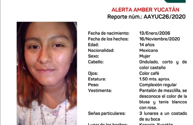Desaparece en Kanasín adolescente de 14 años