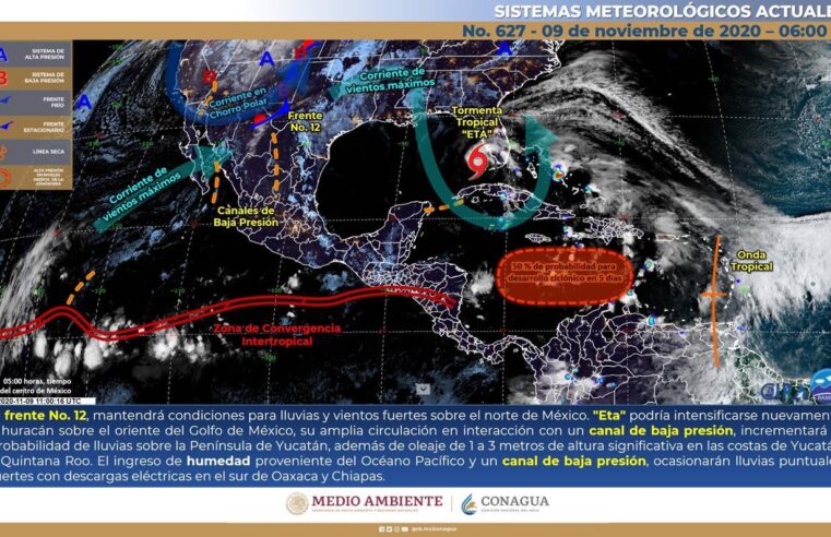 Circulación ciclónica de Eta causará lluvias en Yucatán