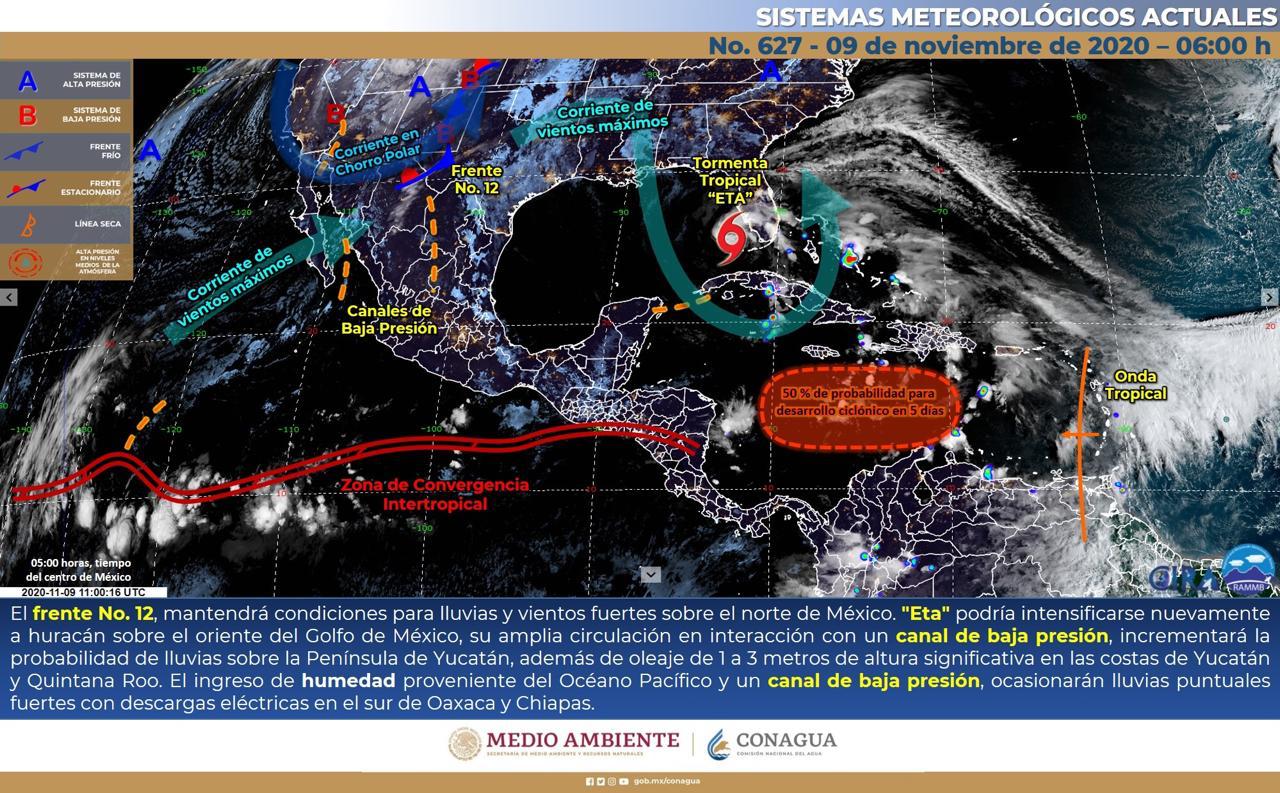 Circulación ciclónica de Eta causará lluvias en Yucatán