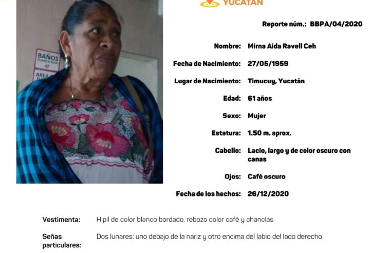 Reportan desaparecida a yucateca de 61 años