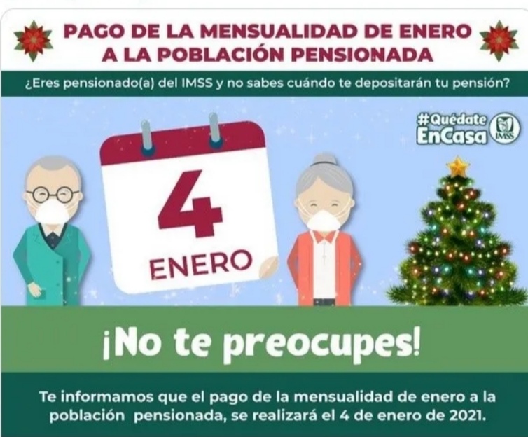 El IMSS informa que adultos mayores podrán cobrar pensión hasta el 4 de enero