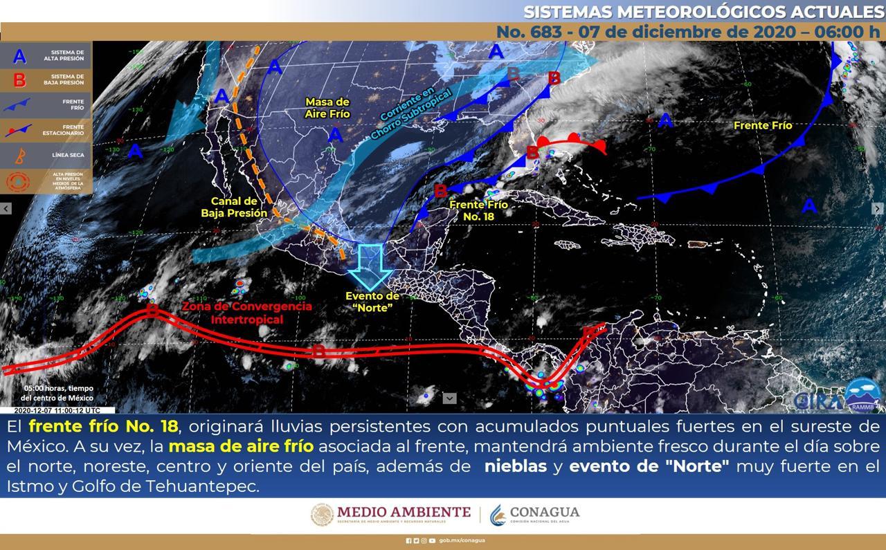 Lunes con nublados, lluvia y leve descenso de la temperatura en Yucatán