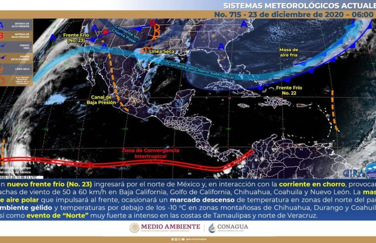Ya se encamina hacia Yucatán el frente frío de Navidad