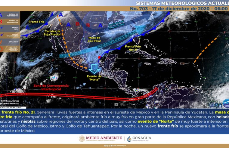 Llega nuevo frente frío a Yucatán
