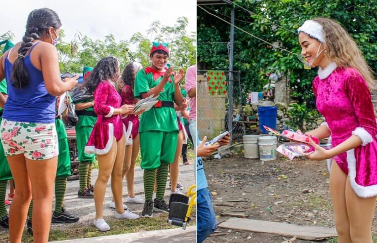 Alcalde yucateco reparte juguetes acompañado de edecanes con poca ropa