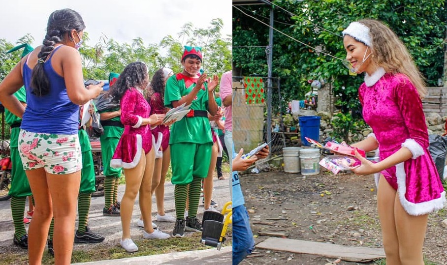 Alcalde yucateco reparte juguetes acompañado de edecanes con poca ropa