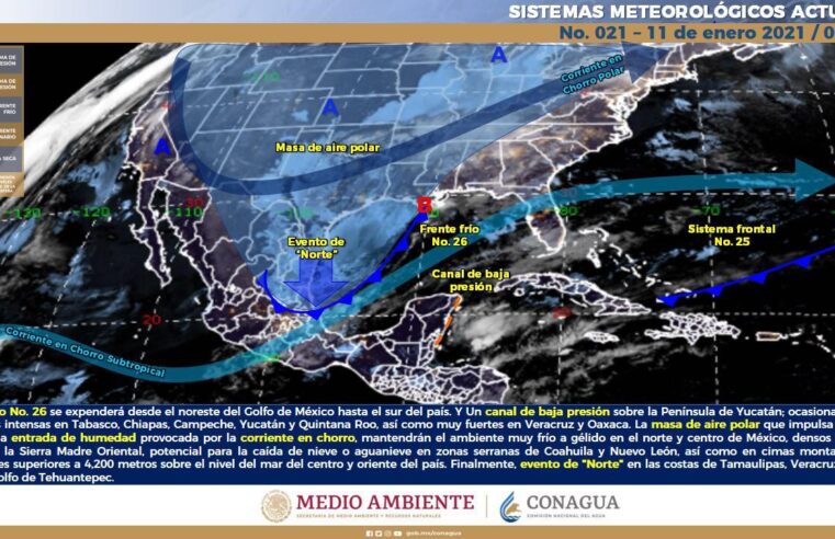 Frente frío 26 llega este lunes con lluvias en Yucatán