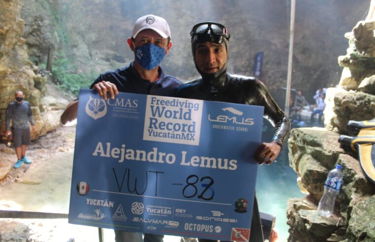 Desde Yucatán, el apneísta Alejandro Lemus rompe récord mundial