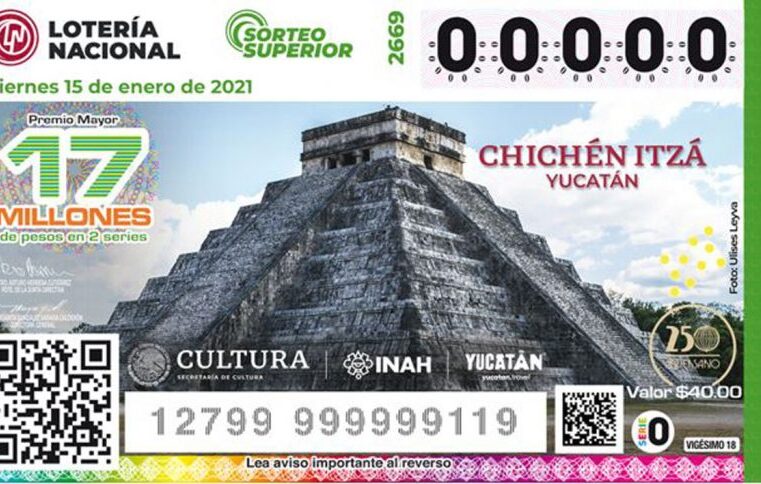 Sorteo y billete de Lotería Nacional alusivo a Chichén Itzá