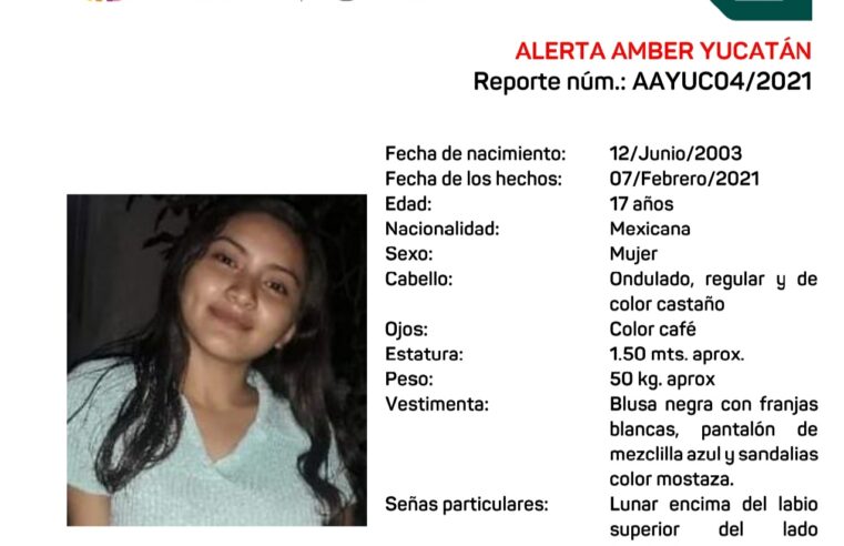 Reportan extraviada a adolescente yucateca de 17 años