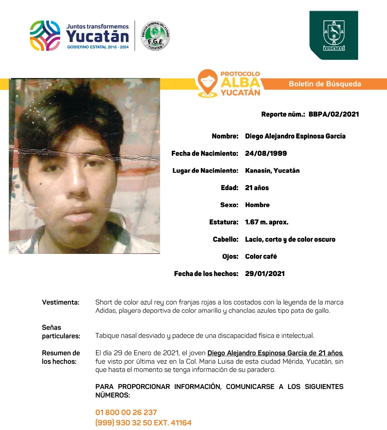 Reportan extraviado a joven de Kanasín de 21 años