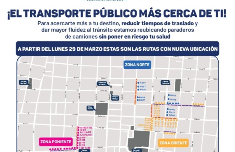 Acercan paraderos del transporte público en el Centro; ubica aquí el tuyo