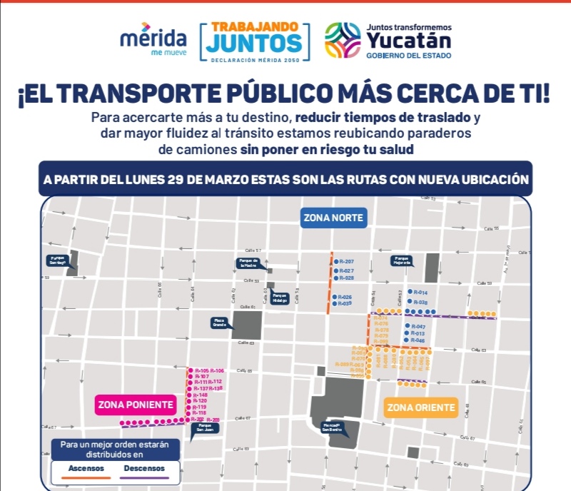 Acercan paraderos del transporte público en el Centro; ubica aquí el tuyo