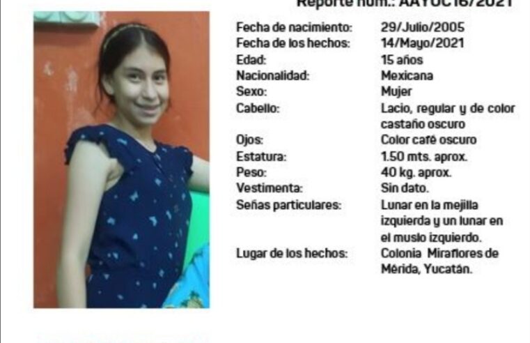 Reportan desaparecida a quinceañera meridana