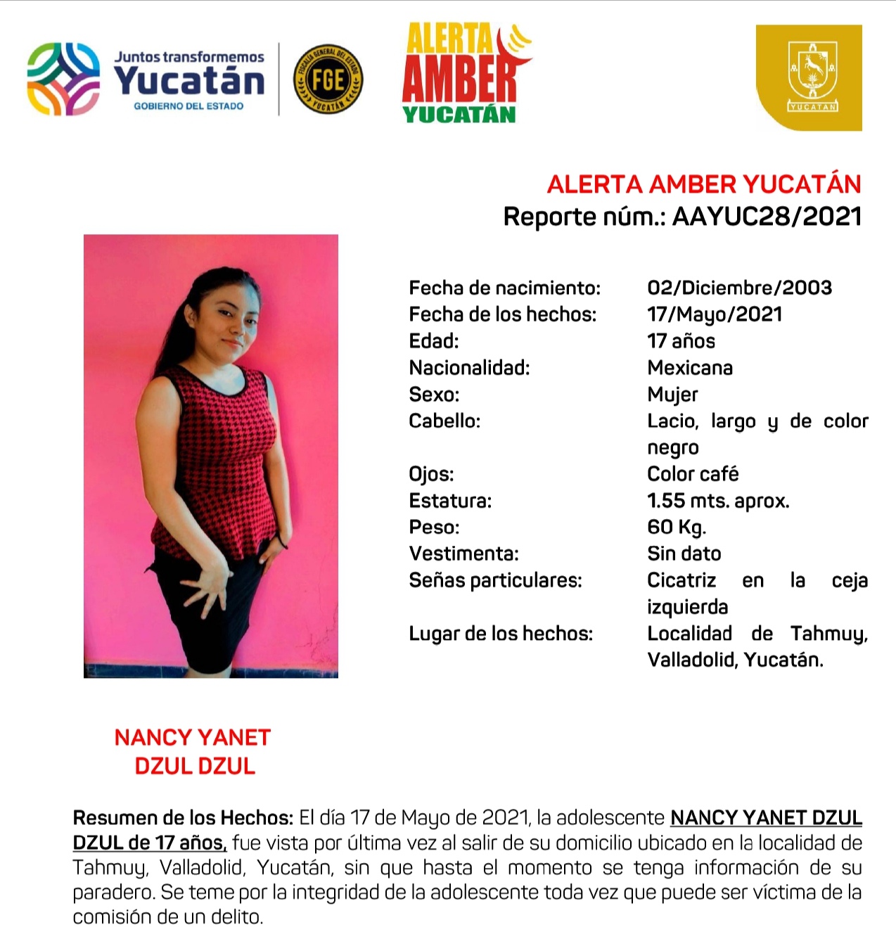 Se busca adolescente yucateca desaparecida hace mas de un mes