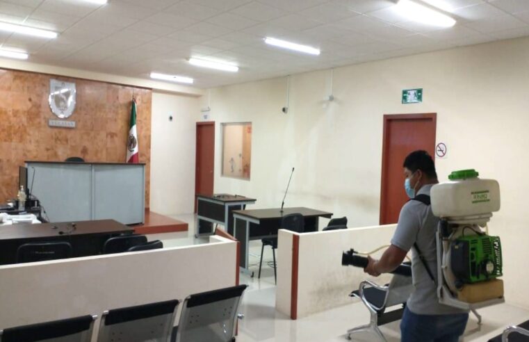 Por Covid-19, desinfectan edificios y sedes del Poder Judicial