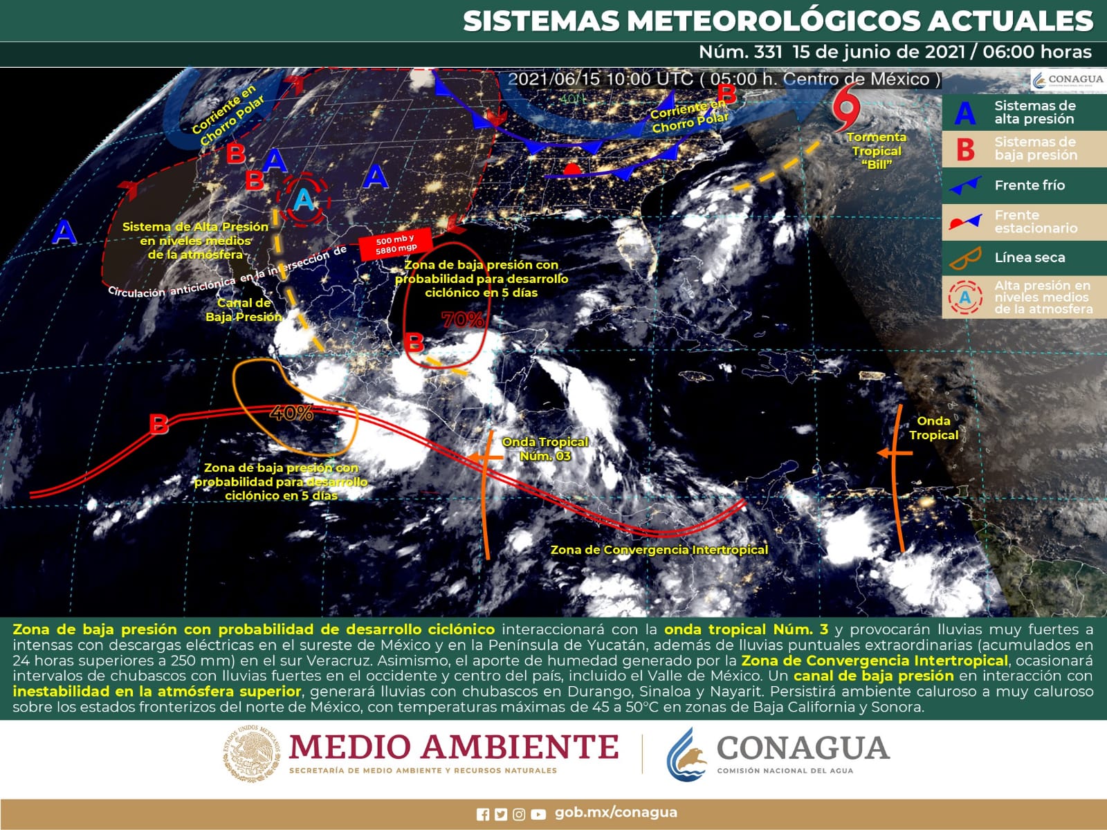 Pronostican lluvias muy fuertes para la zonas sur y noroeste de Yucatán