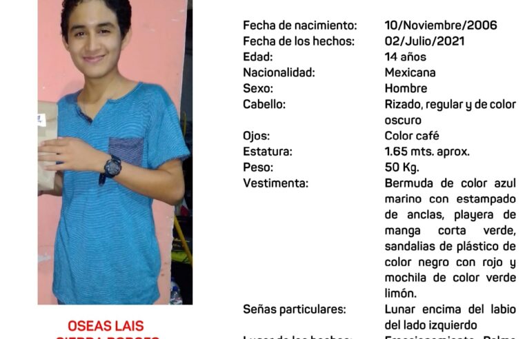 Se busca jovencito extraviado en Kanasín