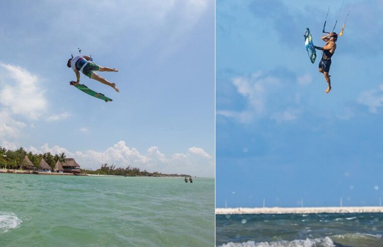 Yucateco entrena kitesurf en Holbox para participar en competencia en Brasil