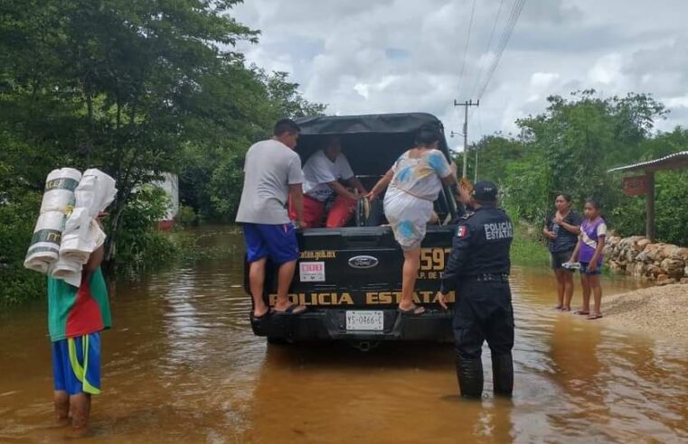 La SSP auxilia a comunidad de Tekax afectada por lluvias e inundaciones ,