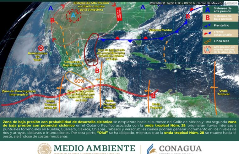 Pronostican más lluvias para este sábado en la Península de Yucatán